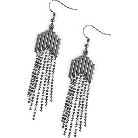NWT Radically Retro gunmetal black fishhook back earrings - Picture 2 of 6
